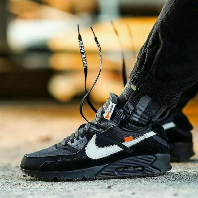 Sepatu Nike Air Max 90 Black White x Off White For Man Premium Original