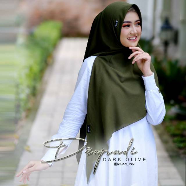 JILBAB SEGITIGA INSTAN DRUPADI DARK OLIVE BY PUAN