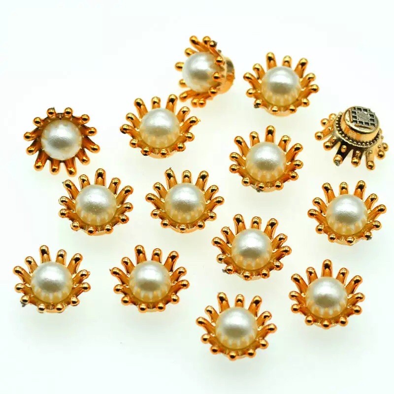 GOLDEN FLOWER PEARL Button UKURAN 12mm isi 10pcs