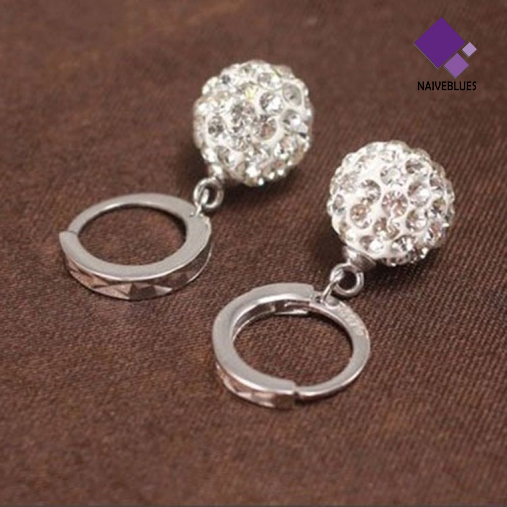 Anting Juntai Bentuk Bulat Aksen Berlian Imitasi Bahan Metal Untuk Pesta