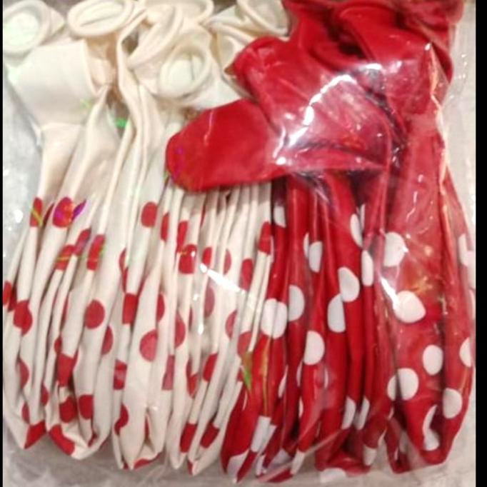 BALON LATEX POLKADOT MERAH PUTIH/ BALON HUT RI/ BALON MERAH PUTIH