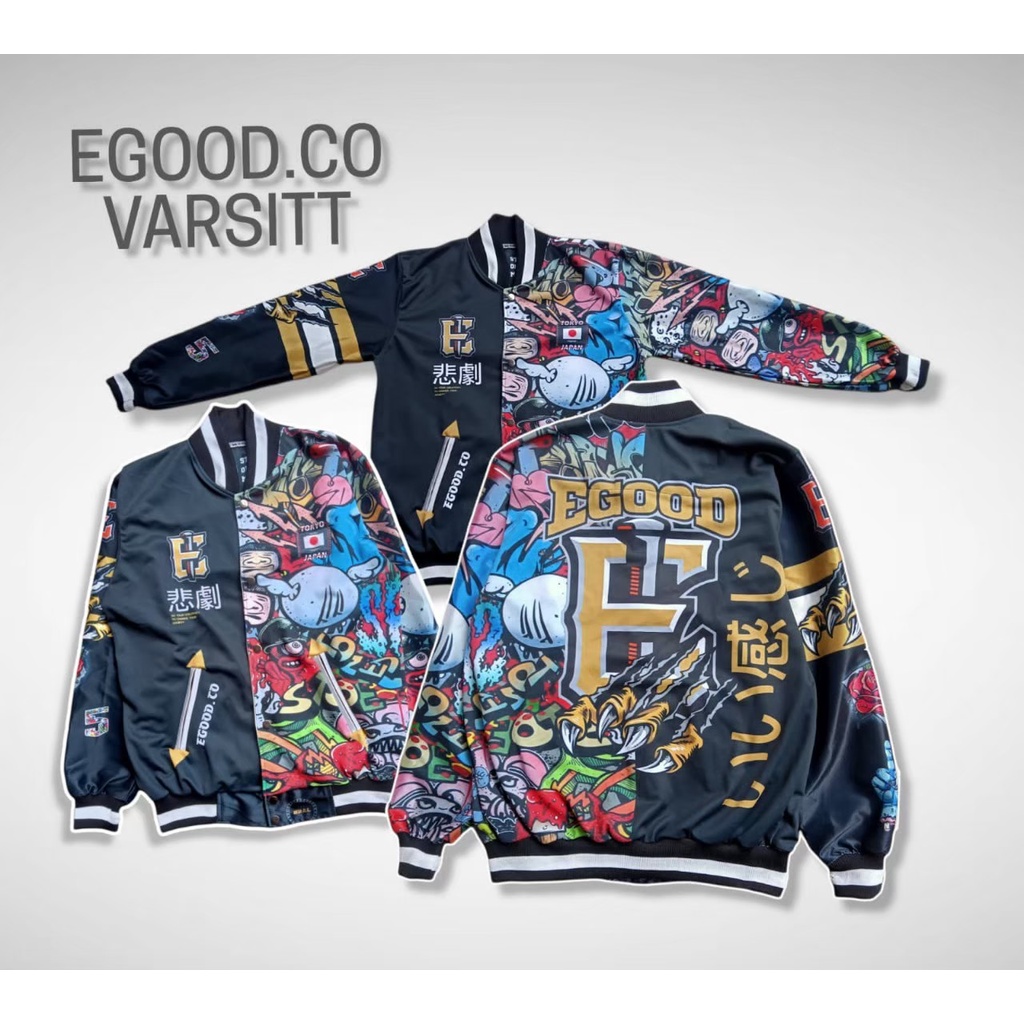 Jaket Varsity Jacket Baseball Original Distro Pria Wanita Size M L XL- Jaket Varsity Vintage Pria / Jaket Baseball Varsity Vintage Pria Wanita Fullprint