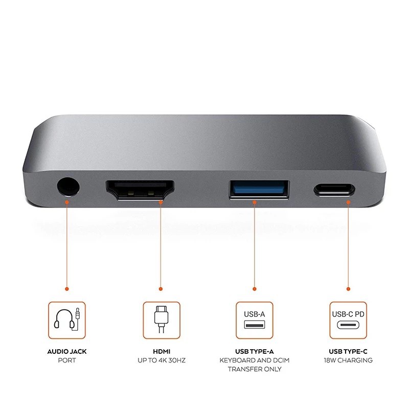 USB Type C to HDMI USB3.0 PD AUX 3.5mm 4in1 For Smartphone Tablet USB C