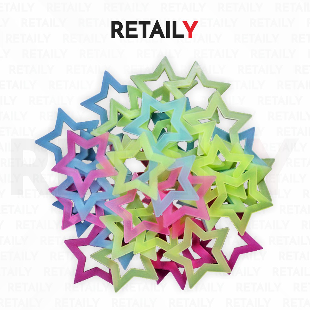 Retaily HL0023 Stiker Bintang Bolong 50 Pcs Sticker Star Glow In The Dark Hiasan Dekorasi Kamar