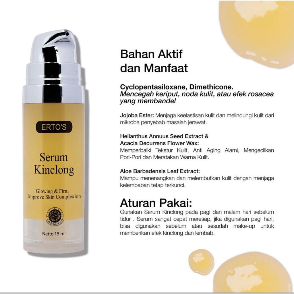 BPOM Ertos Serum Kinclong Serum Glowing Erto's Serum Pencerah Wajah Serum Ertos Glowtening