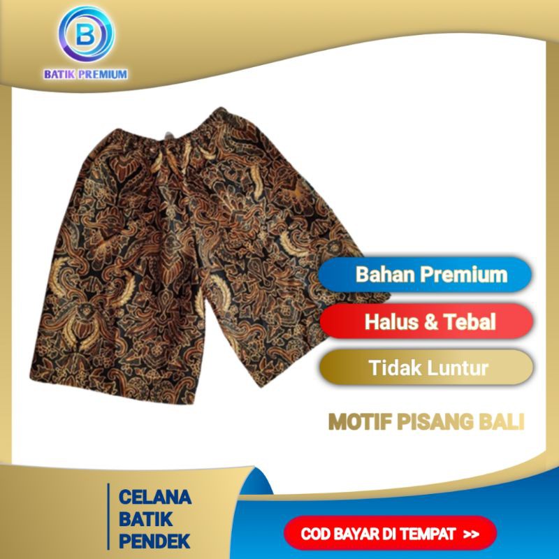 Celana Pendek Batik Celana Pendek Kolor Bawahan Batik Wanita Pria Motif Pisang Bali