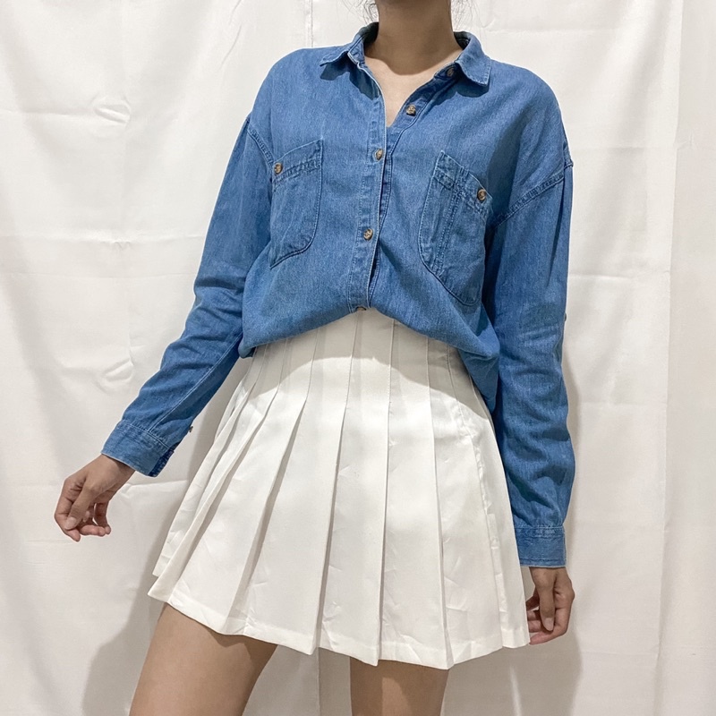 TOPTEN Denim Blouse // Kemeja Wanita Branded // Pakaian Wanita Termurah