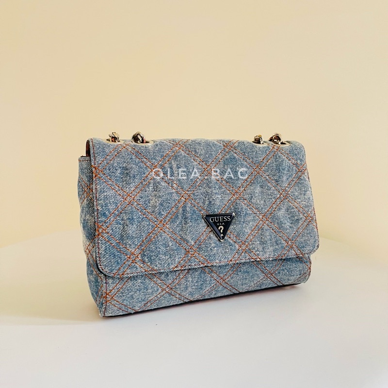 Tas Guess Wanita Original Cessily Denim Quilted Convertible