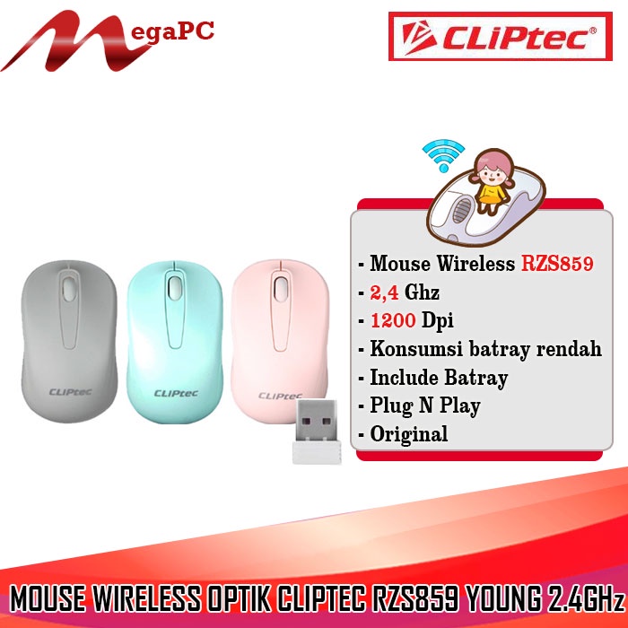 Mouse Wireless Optik Cliptec RZS859 Young 2.4GHz