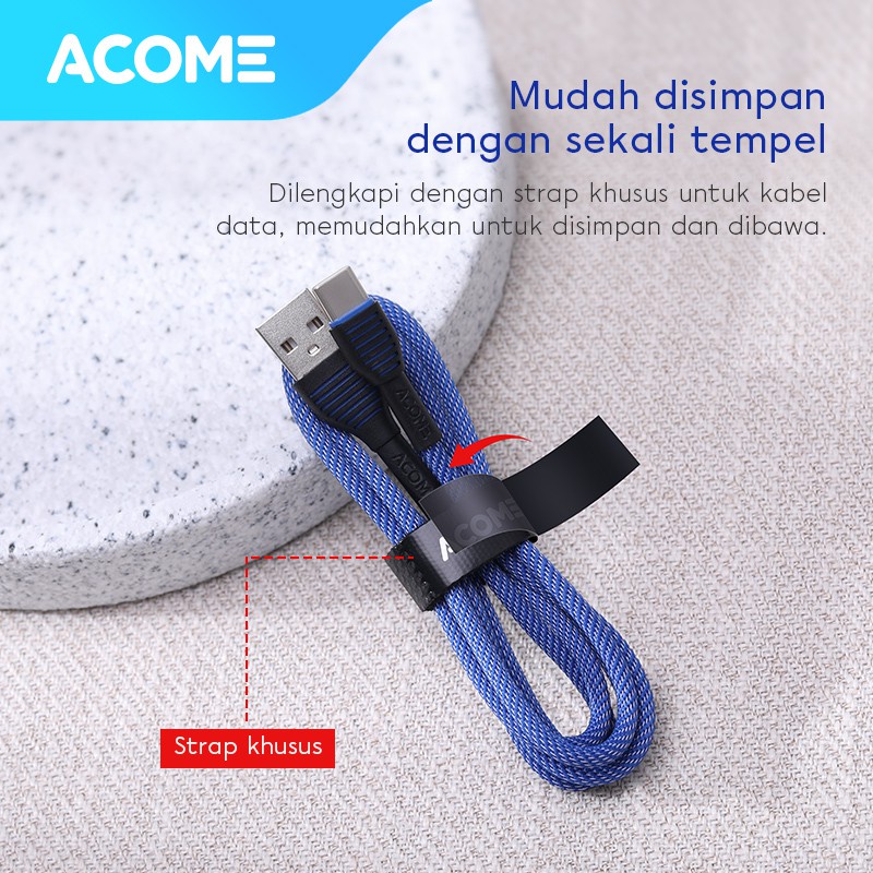 ACOME Kabel Data Type-C 100cm cable  AiC Fast Charging Garansi Resmi 1 Thn original ASC-010