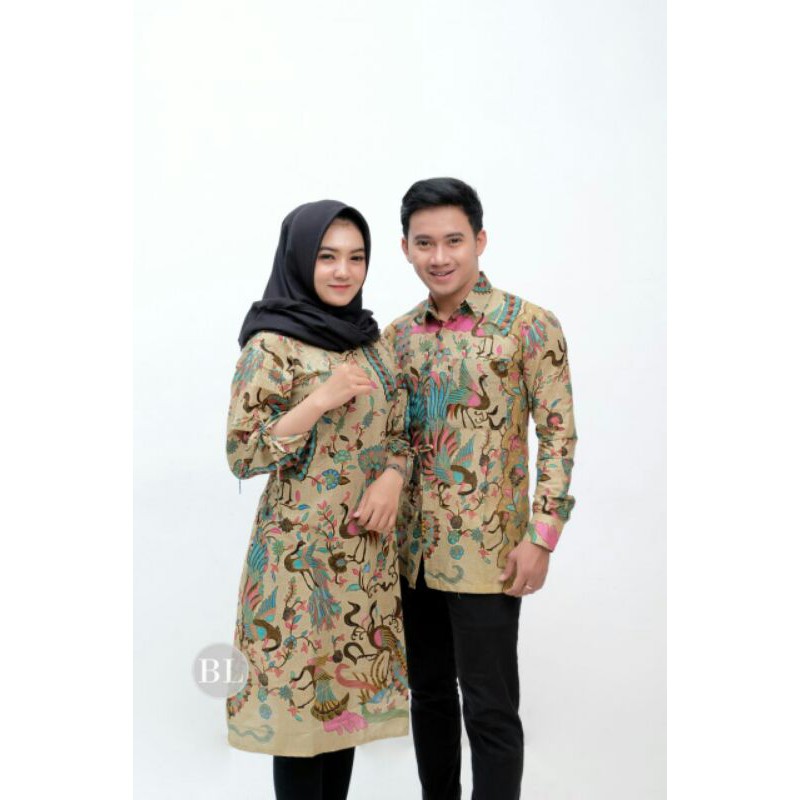 Maura Couple - Sania Ruffle Batik Couple Ori Ndoro Jowi DNT-Tunik merak toska