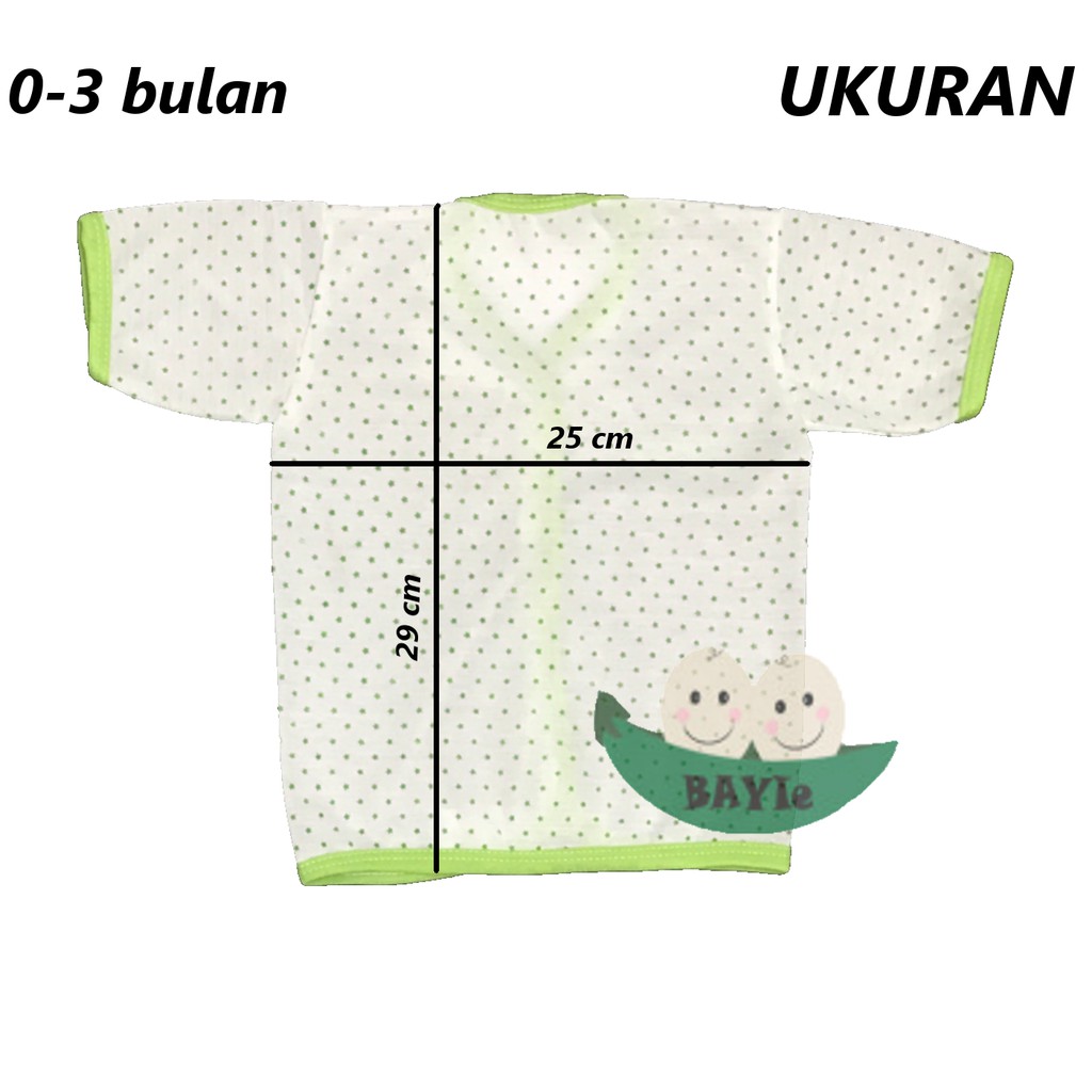 BAYIe - 12 Pcs  Baju Bayi Lengan Pendek Motif POLKADOT TASYA Baru Lahir(New Born) umur 0-3 bulan