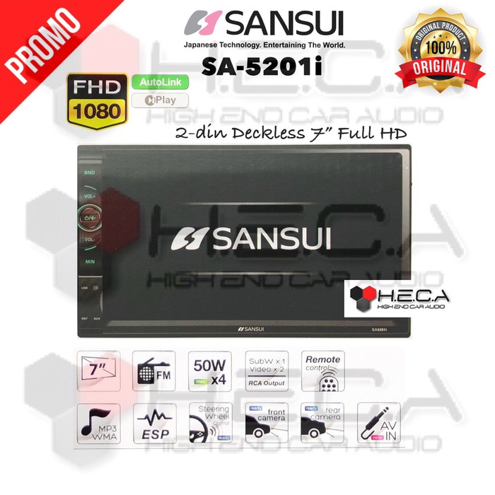 Kuy Beli  SANSUI SA-5201i Mirrorlink Head Unit SA5201i Double Din Tape Mobil NK09