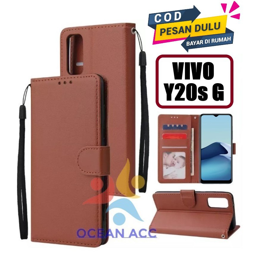 DOMPET HP UNTUK VIVO Y20sG LEATHER FLIP CASE VIVO Y20sG NEW
