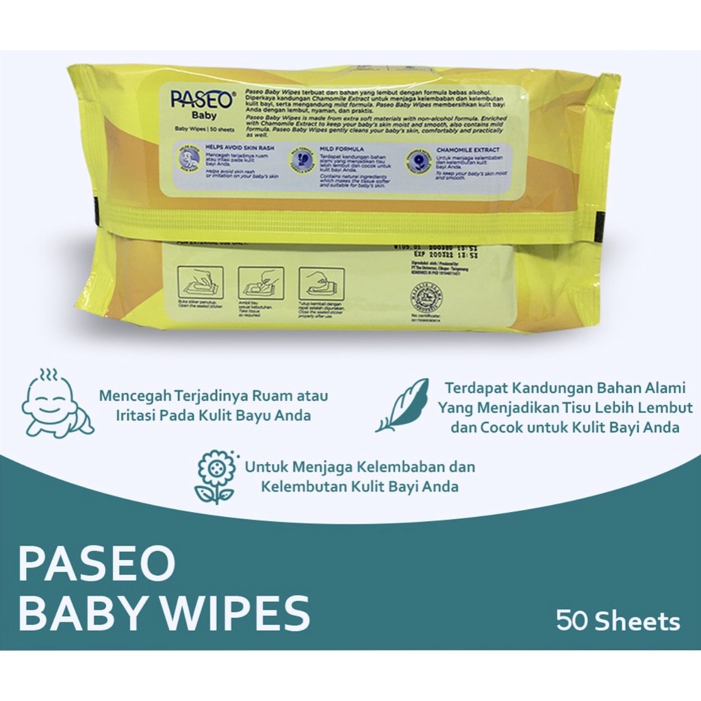 Tissue Basah Bayi Tisu Basah Paseo Baby Wipes Isi 50 sheets Buy 1 Get 1 - Tissue Basah Grosir