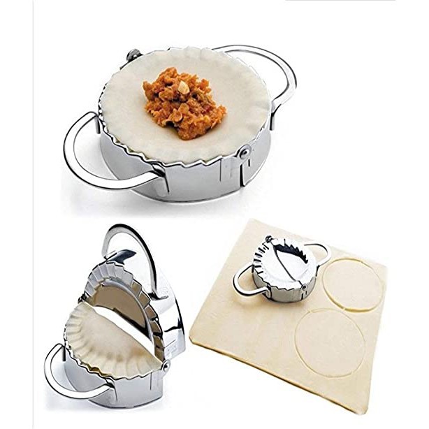 ☛TK☚ R358 SS STAINLESS CETAKAN PASTEL PANGSIT DUMPLING ALAT ROUND SILVER DIMSUM DUMPLING MOLD MAKER