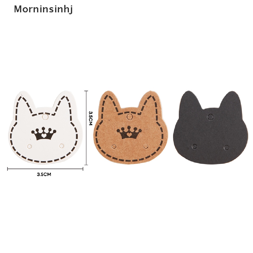 Mornin 100pcs Kartu Kucing Retro Display Perhiasan Karton Tag Harga Anting Kalung id