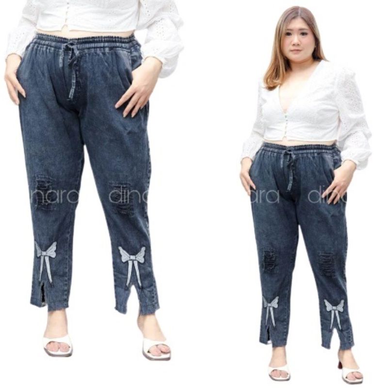 celana boyfriend jeans celana bordil terbaru xxxxl super jumbo BB 100kg