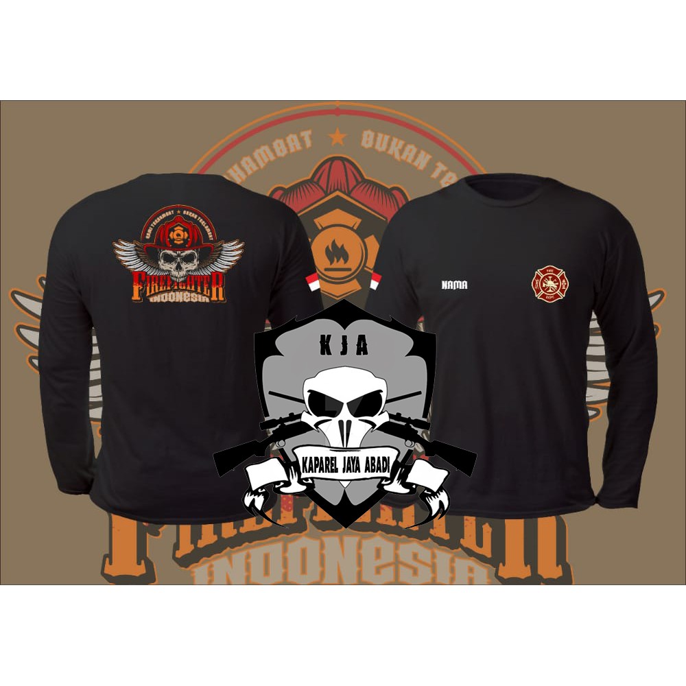 Kaos Pemadam Kebakaran Lengan Panjang / Baju Pemadam Damkar Atasan Pria Wanita Pemadam Logo Pemadam 