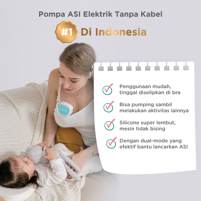 Makassar - MOOIMOM Hands Free Wireless Electric Breast Pump - Pompa ASI Elektrik Wireless