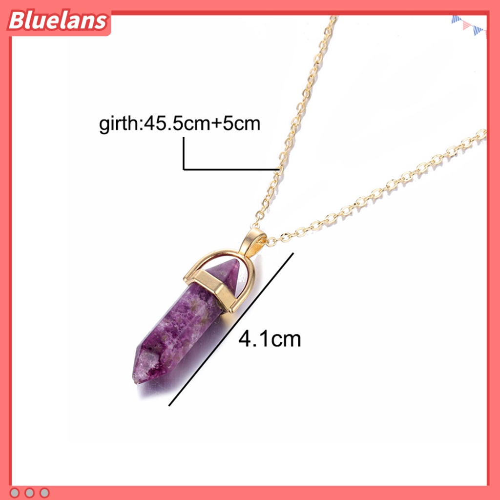 Bluelans Kalung Rantai Liontin Batu Kristal Imitasi Bahan Logam Untuk Wanita