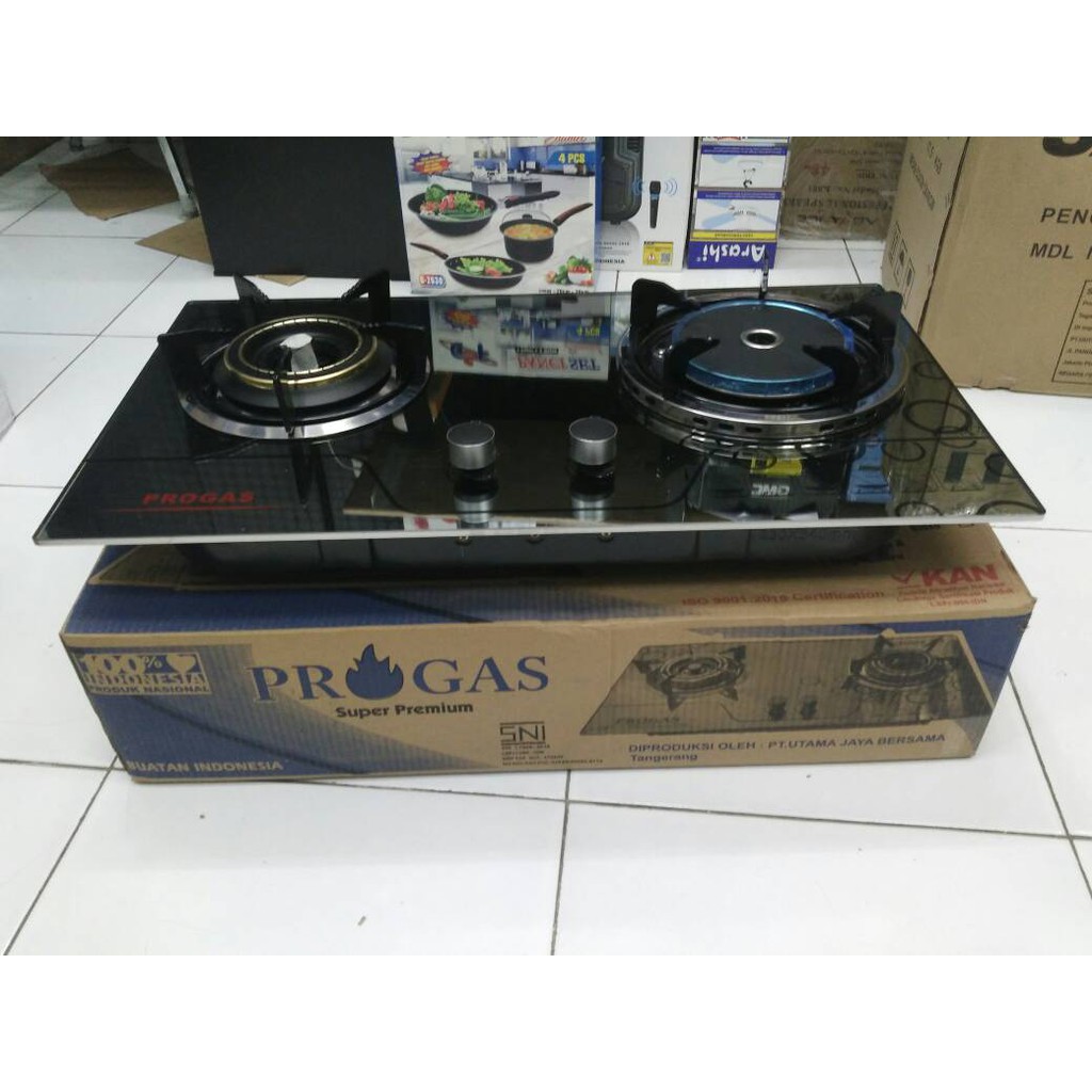 Kompor Gas Kaca 2 Tungku PROGAS PG-569 Mix Bara Infrared