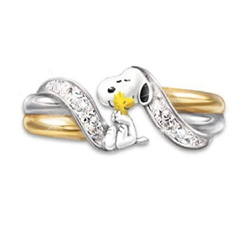 1Pcs Cute Cartoon Dog Ring Two-color Charming Cute Pet Ring