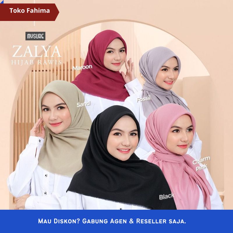 Jilbab Segi Empat Rawis Voal Premium Zalya Hijab Original Brand MySure