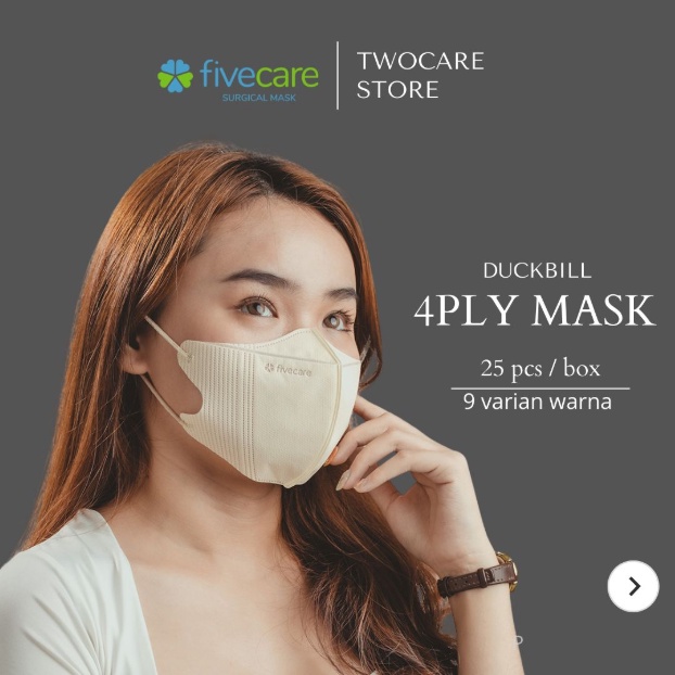 Masker Fivecare Duckbill 4ply isi 25 pcs - Masker Duckbill