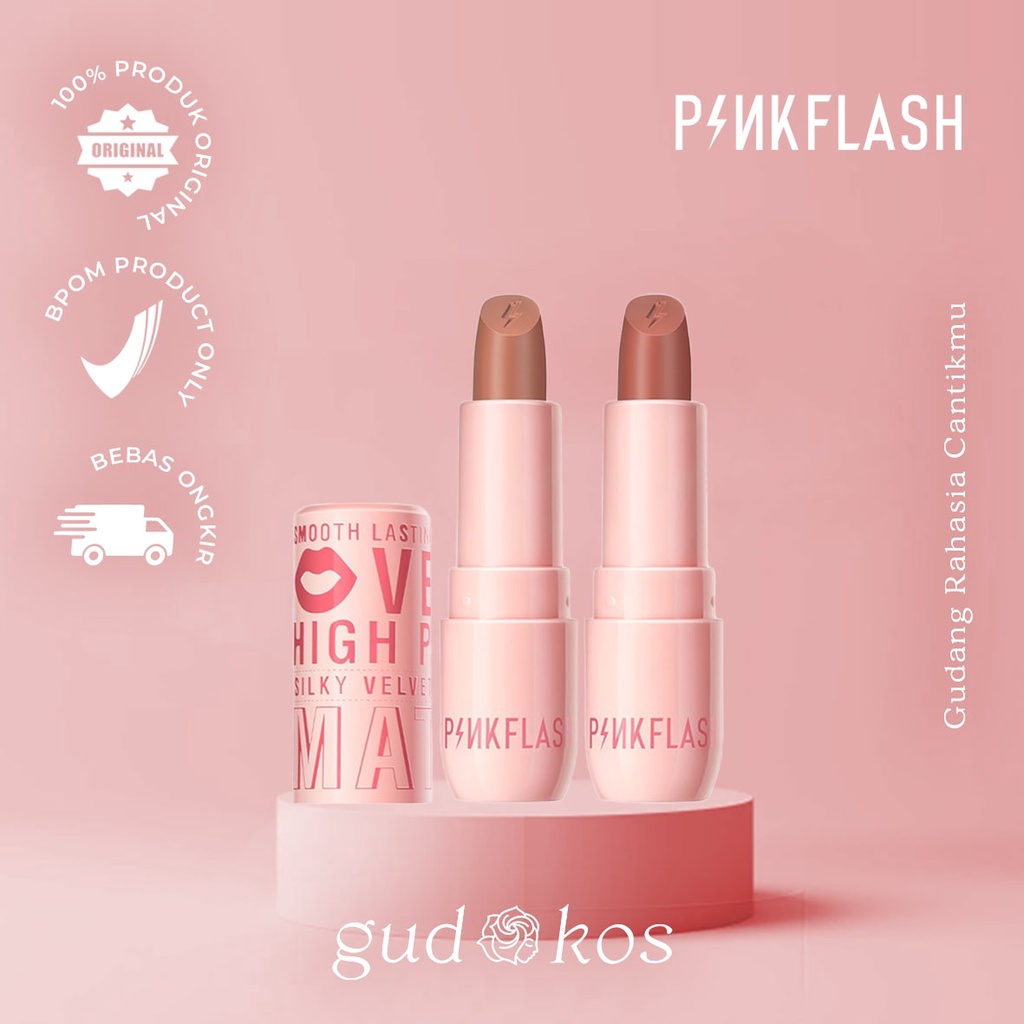 PINKFLASH PinkCover Velvet Matte Lipstick High - Silky Soft Lipstik Bibir Tahan Lama