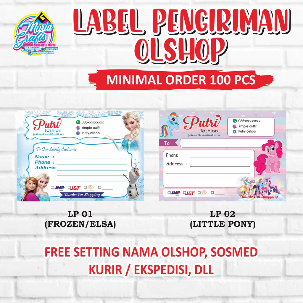 

STIKER LABEL PENGIRIMAN OLSHOP MINIMAL ORDER 100 LEMBAR