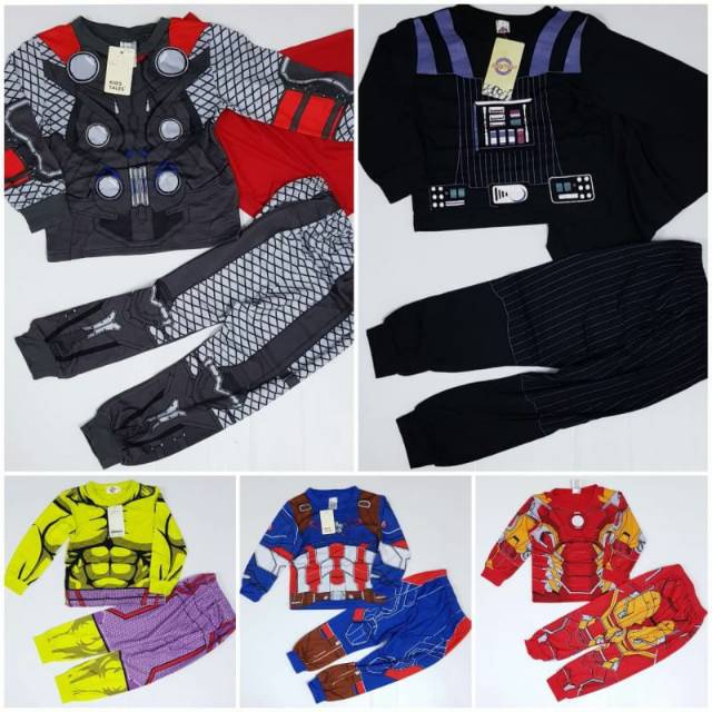 Superhero pajamas/ avengers pajamas/ piyama baju captain america/iron man/starwars/ Thor