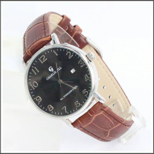 MURAH CHARLIE JILL ORIGINAL JAM PRIA Plat hitam