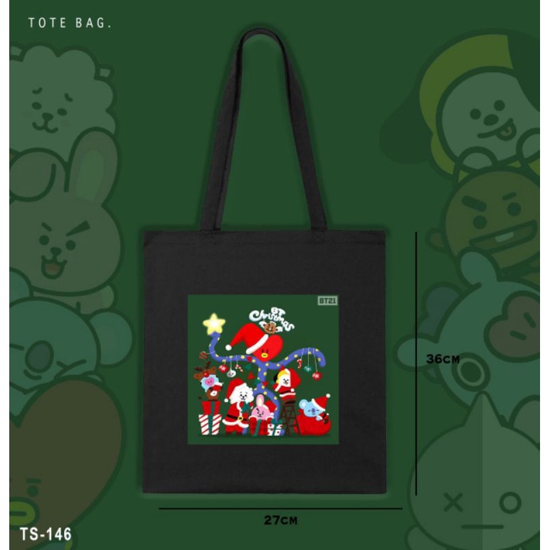 TOTE BAG BT21 CHRISTMAS/TOTE BAG BT21 NATAL