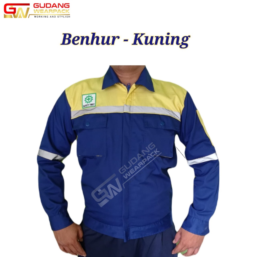 Gudang Wearpack - Baju Kerja Seragam Proyek Warna Benhur Kombinasi Kuning