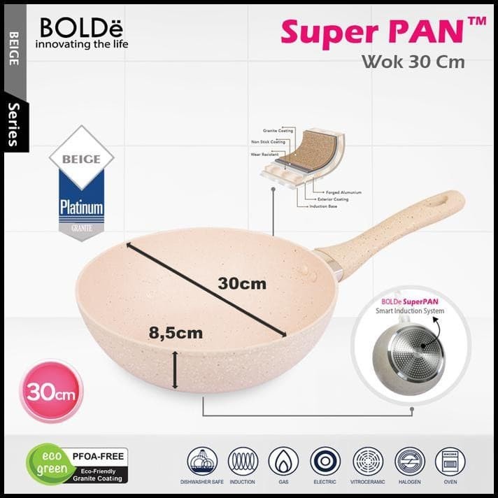 Wajan Super Pan Wok Pan 30 CM Granite Coating Bolde