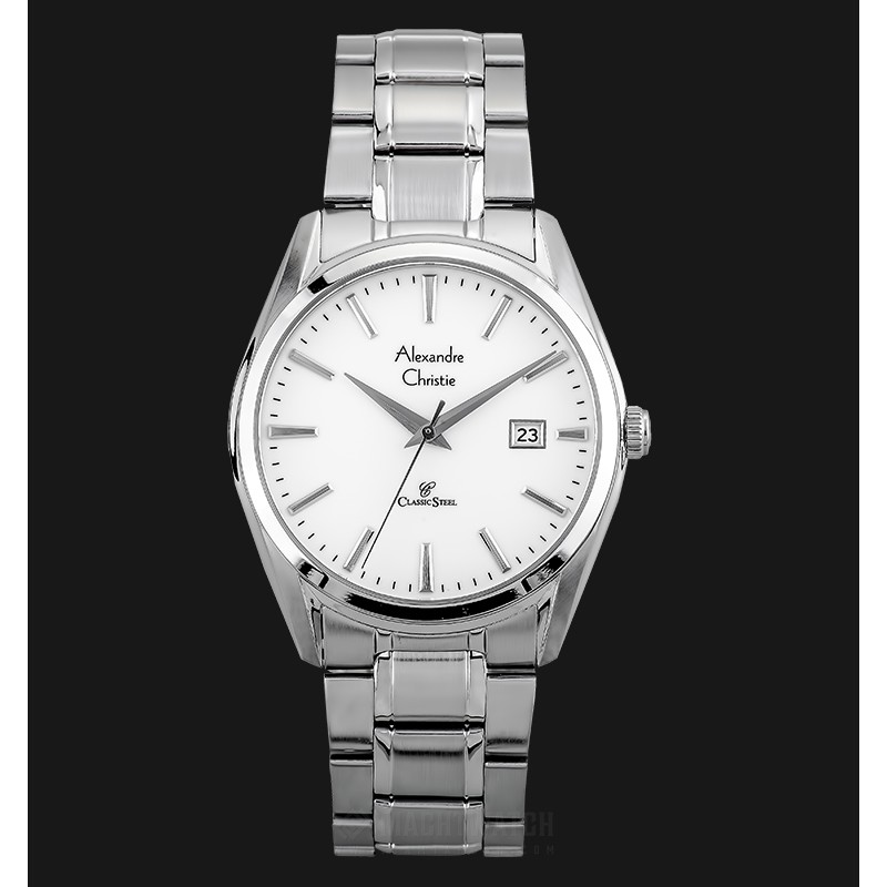 Alexandre Christie AC 8554 MD BCGSL Man White Dial Stainless Steel Strap