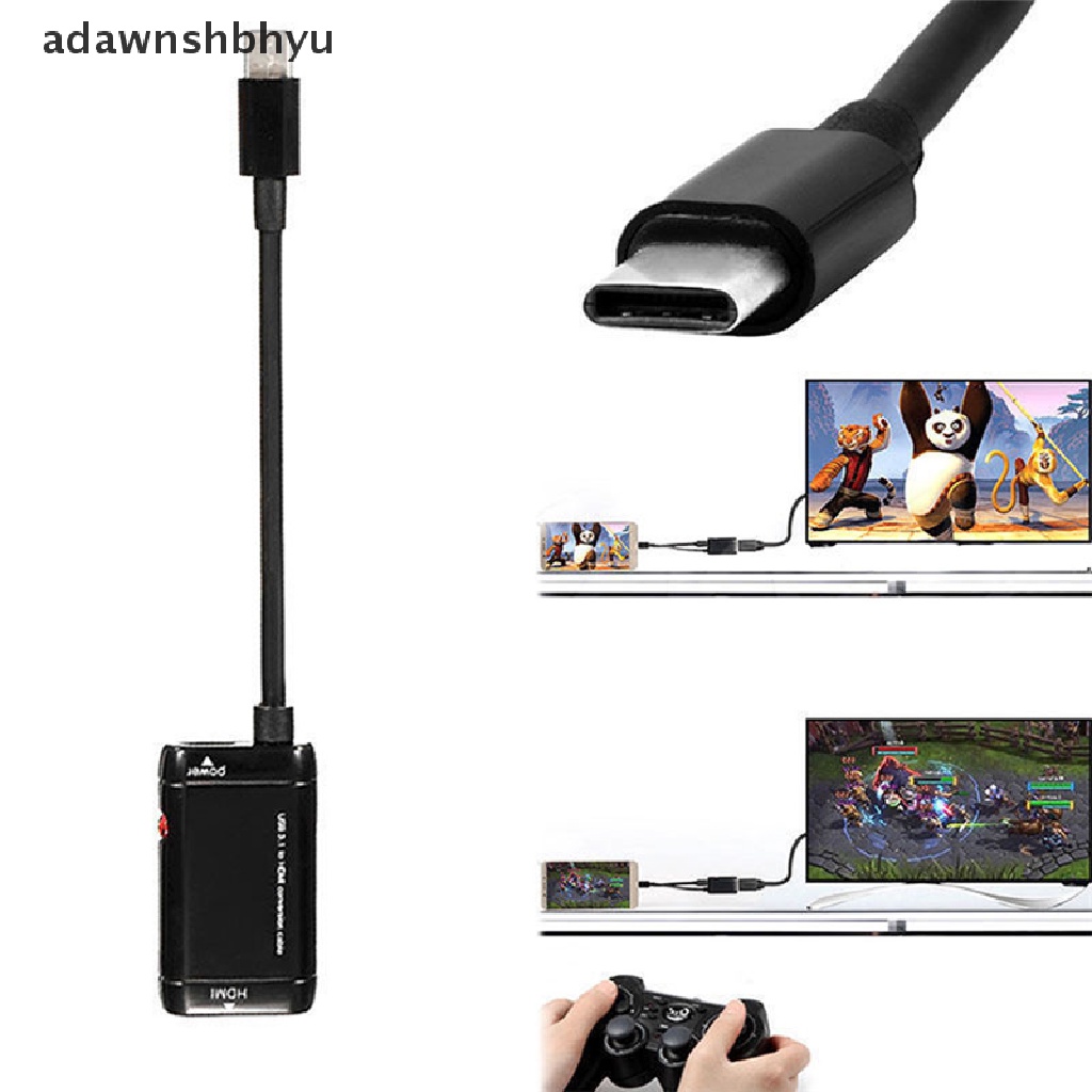 Adawnshbhyu USB-C Tipe C Ke HDMI Adapter USB 3.1 Kabel Untuk MHL Hp Android Tablet Hitam