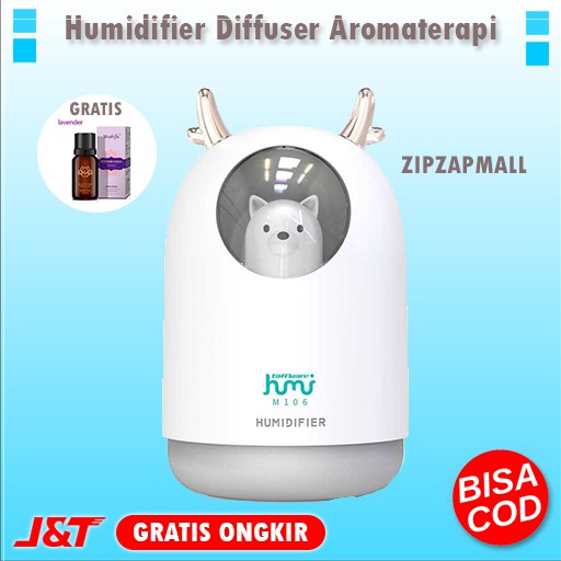 {FREE OIL} Humidifier Diffuser Aromaterapi LED Beruang Perngharum Ruangan 300ml Murah