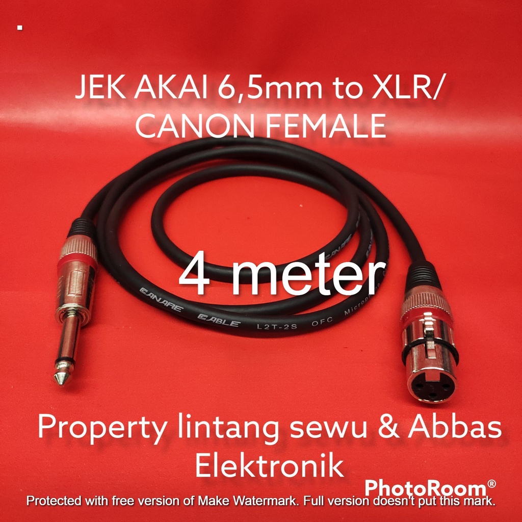 KABEL MIC JEK AKAI 6.5MM TO XLR CANON FEMALE 4 METER