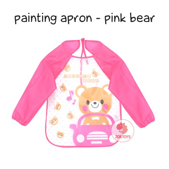 Zoetoys Painting Apron | Peralatan Melukis 2in1 untuk Baby Bib Waterproof Anak Bayi Tahan Air Spons Apron Celemek Lukis dan Baju Bayi | Kids Painting Kit