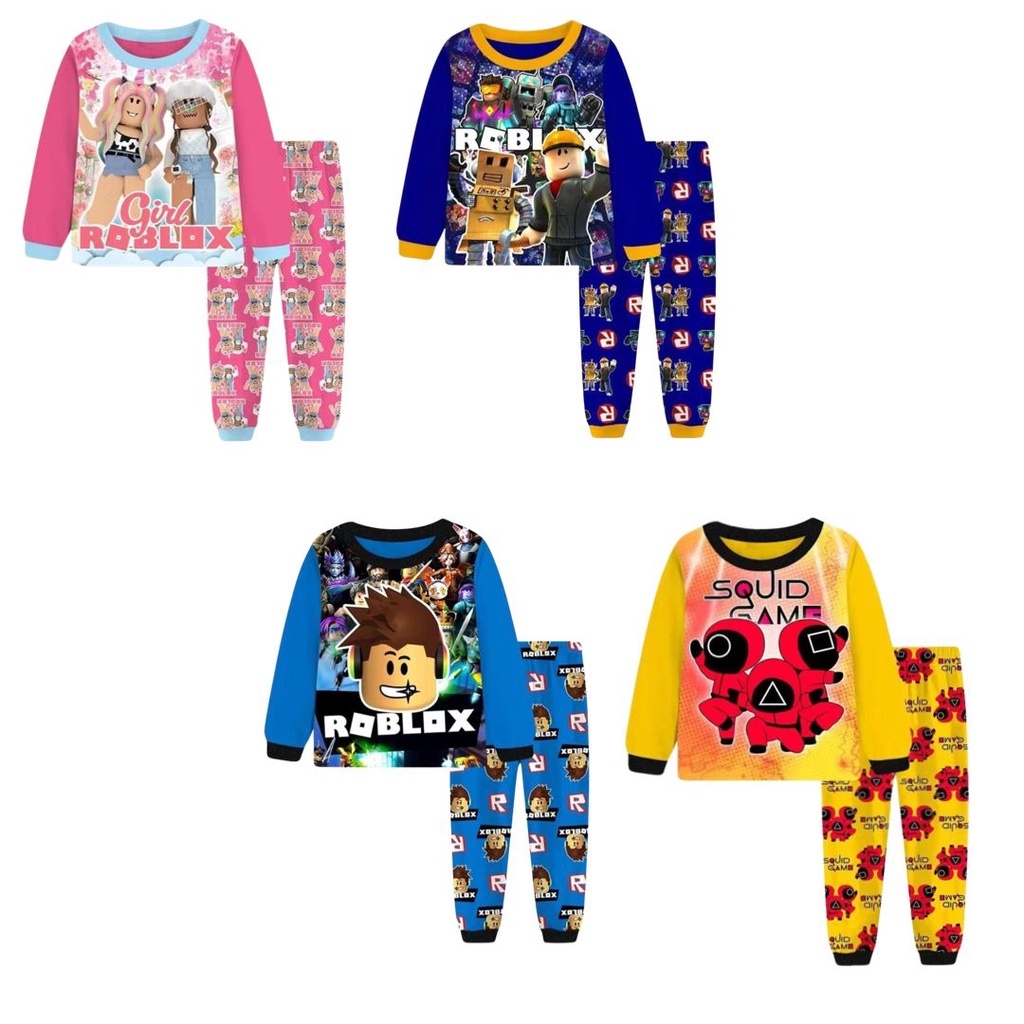 Piyama Anak/Baju Tidur Anak 3-13thn/ROBLOX/SQUID GAME Lengan Panjang