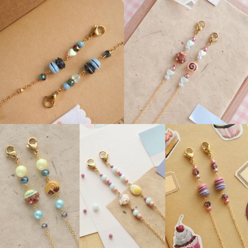 SWEETHEART HANDMADE MASK CHAIN BUNNY RABBIT POODLE MACARON MACARONS KALUNG MASKER CHARM CLAY ALALA