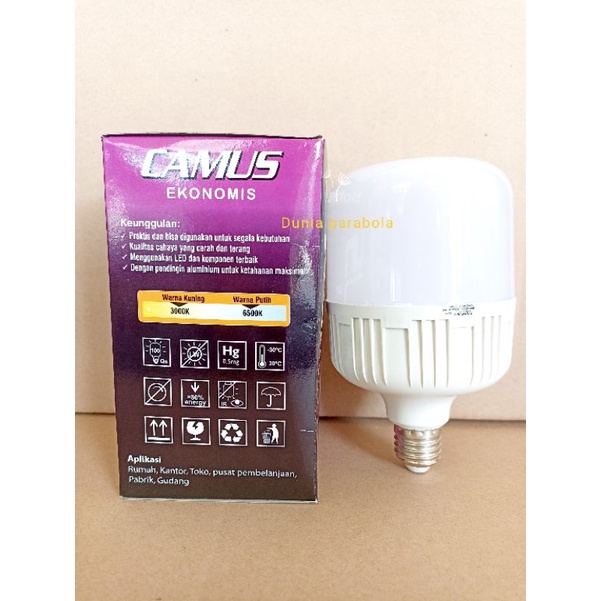 LAMPU LED 30 WATT TABUNG MERK CAMUS NYALA PUTIH TERANG SNI