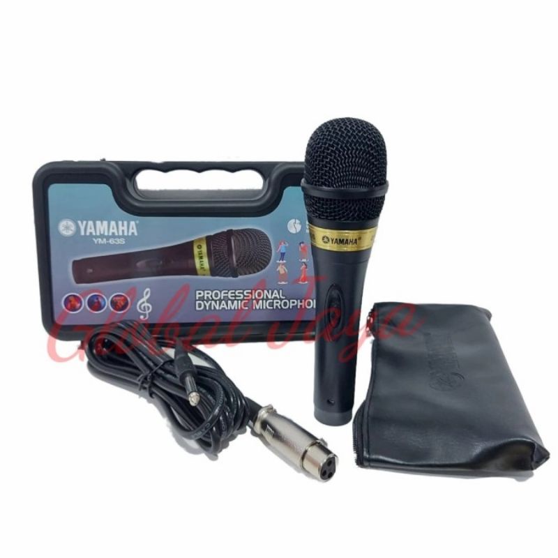 Mic Kabel Yamaha YM63S+koper+pouch mic kabel yamaha ym 63s dynamic microphone