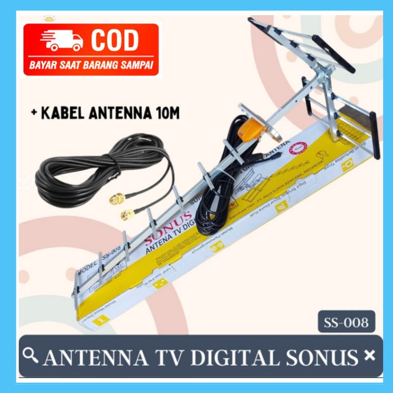 SONUS Antena TV UHF Digital Outdoor Luar Sonus SS-008 JEK+KABEL Tinggal Pasang