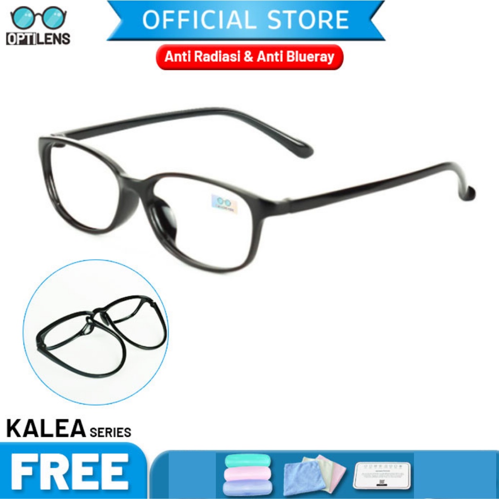 Optilens - Kalea Series Kacamata Anak Anti Radiasi Hp Komputer Antiradiasi Elastis - Full Black