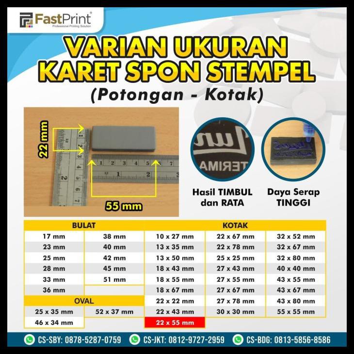 

Karet Stempel Flash Bahan Spon Busa Stempel Warna Potongan 22X55 Mm