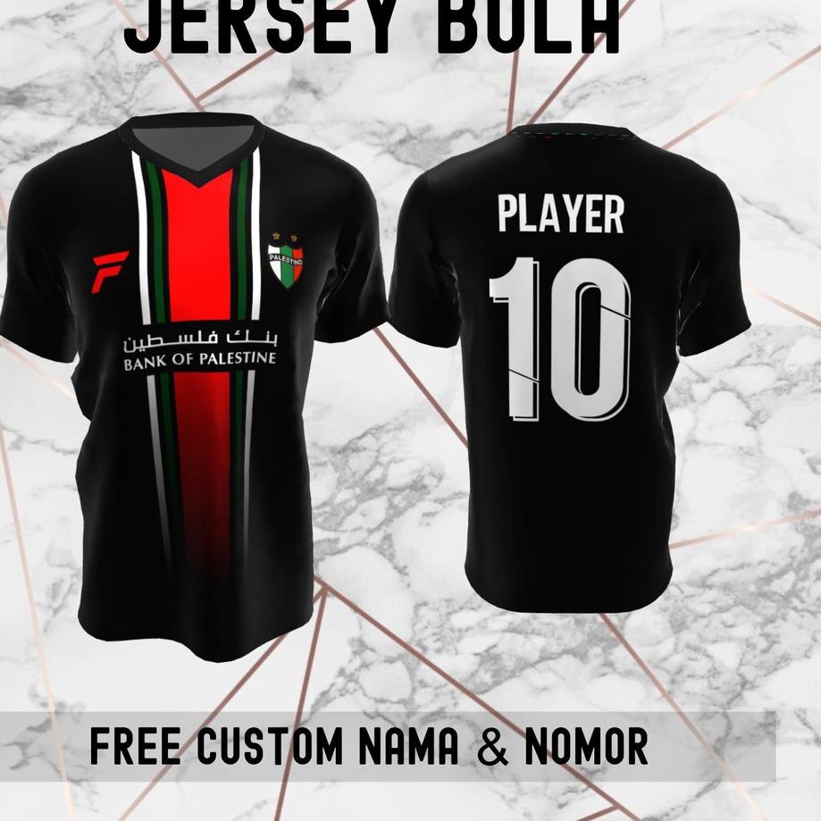 Keluaran Terbaru.. Jersey Palestina Timnas Negara Bola Baju Kaos Custom Nama dan Nomor Punggung - 17