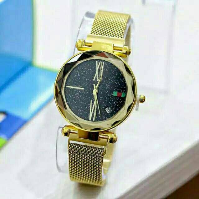 Jam Tangan ROMAWI Magnet Jam Tangan Wanita Tanggal Aktif Ready 4 Warna GU123